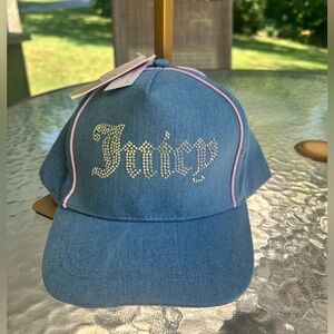 NWT- Juicy couture Rhinestone embroidered-blue jean Hat.